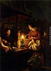 Petrus Van Schendel Canvas Paintings - The Candlelit Market